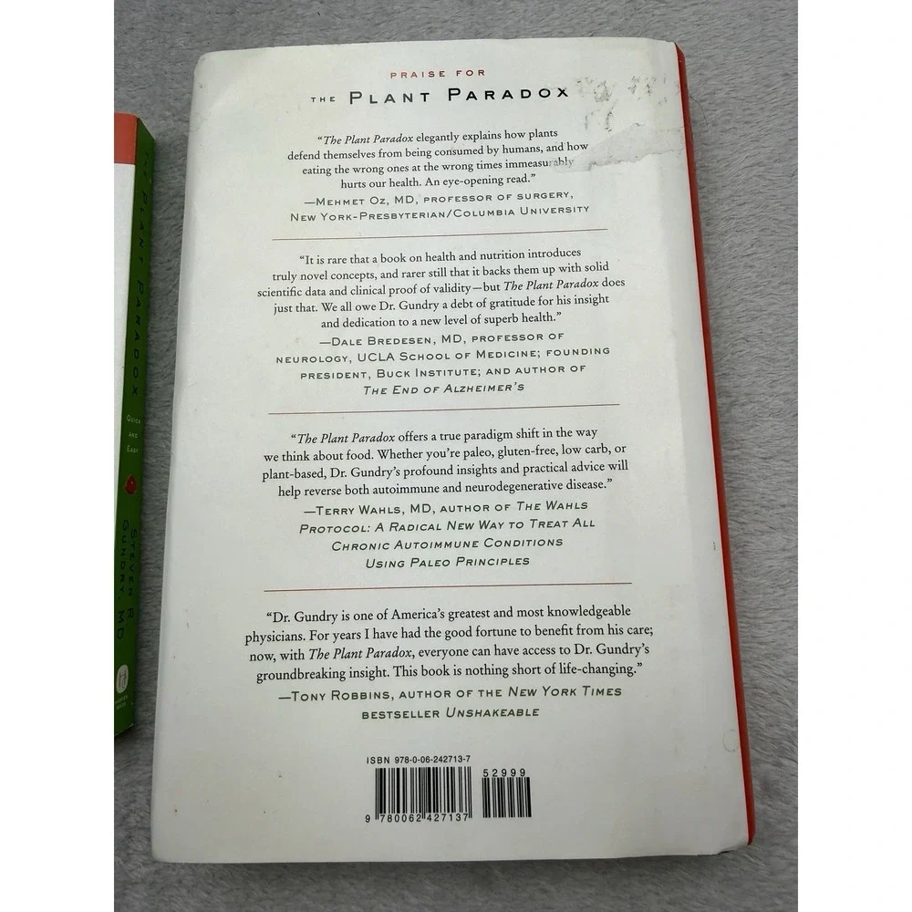 Steven R. Gundry, MD The Plant Paradox Hardcover 2017 w/ Dust Jacket